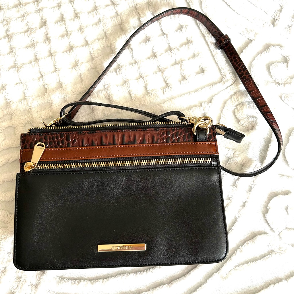 Elegant Leather Black & Brown Brahmin Black And Brown Crossbody Bag Luxury